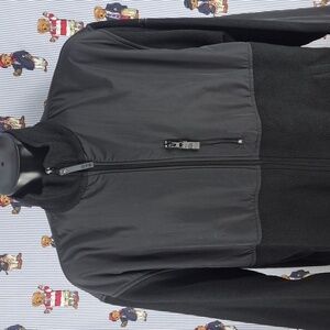 Y2K Chaps Ralph Lauren full zip fleece & nylon top 2 pocket 2XL black jacket